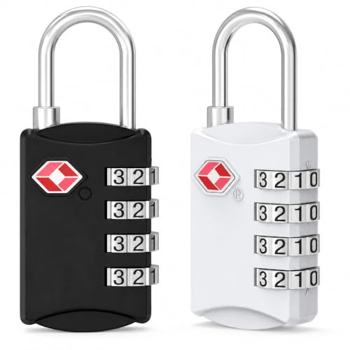 Diyife TSA Luggage Locks, [Updated Version] [2 Packs] 4-Digit Security Suitcase Locks, Combination Padlocks, Code Lock for Travel Suitcase Luggage Bag Case etc. (Black&Silver)