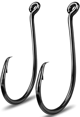 Atibin Schwarze Kreis versetzte Haken Salzwasser Süßwasser Starke Oktopus Fischhaken Kreis Oktopus Angelhaken Sortiment für Barsch Wels #1/0 50 Stück