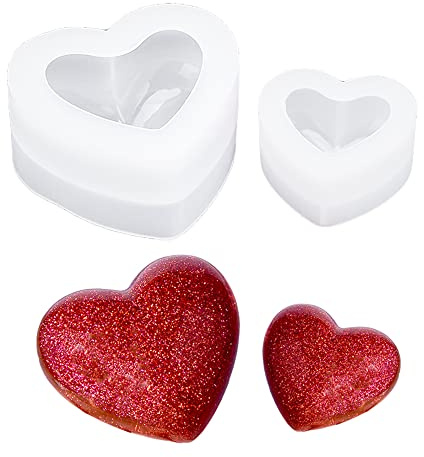 Weenkeey 2 pezzi 3D forma di cuore stampi in resina Cuore portachiavi Charms stampo in silicone Cuore gioielli stampo di fusione Amore cuore stampo epossidico per fai da te Craft Home Decor