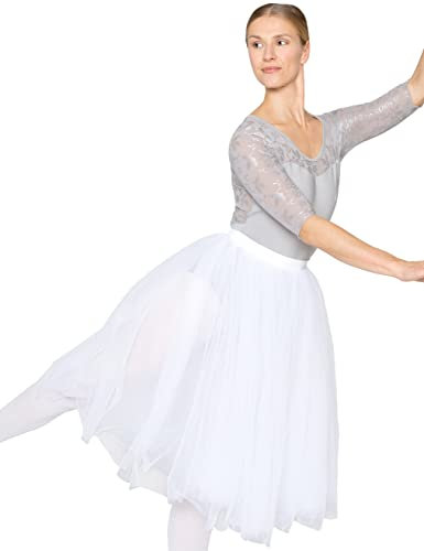 tanzmuster Ballettrock Damen - Yvonne - 2 Lagen Tüll - Tüllrock für Ballett und Tanz - weiß 40 - Ballettkleidung für Erwachsene