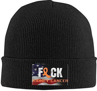 Fuck Kidney Cancer Orange Ribbon Unisex Four Seasons Knitted Hat Winter Warm Hats Hats for Men Women One Size