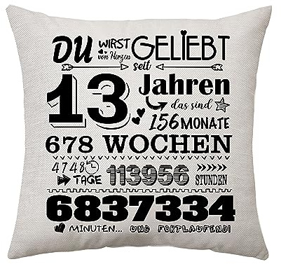 Aconesong Geschenk zum 13. Geburtstag Kissenbezug Geschenkidee für 13 Jahren Mädchen Junge Tochter Sohn Nichte Neffe Cousine Enkelin 13. Geburtstag Deko Zierkissenbezüge 45x45cm (13th)