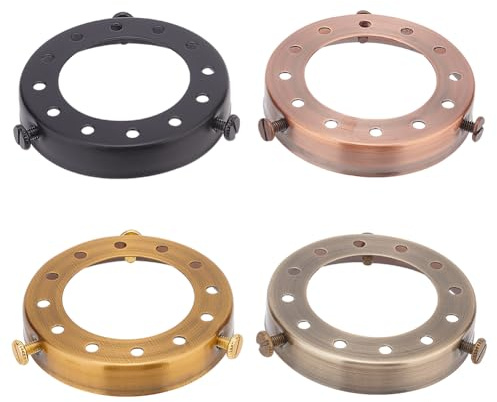 FINGERINSPIRE 4PCS Iron Lamp Shade Retaining Ring 42.5mm Screw-on Shade Holder 4 Colors Fitter Adapter Retro Pendant Light Screw-on Holder Perforated Lamp Cover for Home Light Lamp Holder