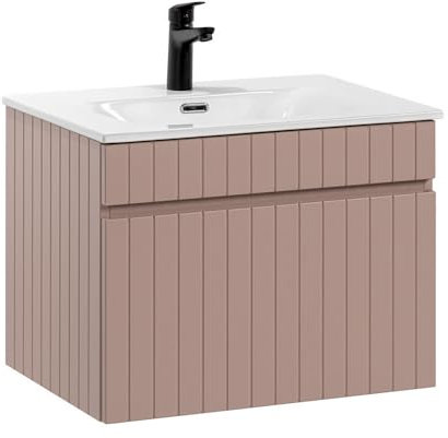 Lomadox Badezimmer Waschtisch mit Unterschrank 60 cm rosa, B/H/T ca. 61/47,5/46 cm