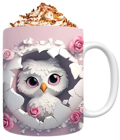 Eule Kaffee Becher - Neuheit Platte bemalte süße Tassen | Kaffeemassen Neuheit Kaffee-Becher 11oz Keramik Eulendekor für Kaffeemilch Teeliebhaber Novent