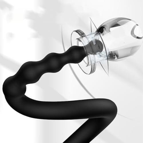Guspiun 58 cm Silikon Analdusche Darmreinigung Einlauf mit 4 Löchern SM Analsex Dilatator Zugperlen-Buttplug Prostata Stimulator BDSM für Männer und Frauen Dusch-Sexspielzeug