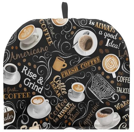 Howilath Kaffee-Aufdruck, Teewärmer für Teekannen, dekorative Teekanne, Staubschutz, Wasserkocher, Staubschutz, Teekanne, Cosies, Kaffeekannenschutzabdeckung