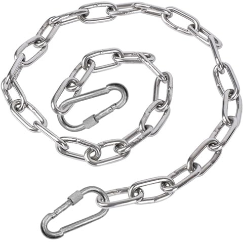 Gate Chain Lock with 2 Detachable Carabiners, 1m/39.4 inch Chain Lock, Metal Chain, Heavy Duty Stainless Steel Chain for Outdoor Fence, Cage, Gate Security Lock