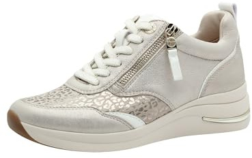 Tamaris Comfort sneaker da donna bassi con lacci e cerniera, Beige (Beige Glam), 39 EU