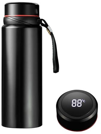 Botellas de agua inteligentes de 24 onzas con pantalla digital de temperatura, infusor de café, té, taza térmica LED, doble pared, aislada al vacío, termo de acero inoxidable, a prueba de fugas, taza