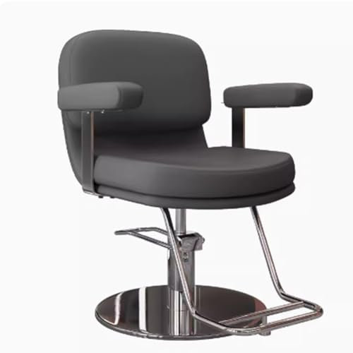 Llchaensc Professioneller Friseurstuhl Mit 360° Drehung Und Hydraulischer Pumpe, Barberstuhl Höhenverstellbar, Kapazität 150 Kg Frisörstuhl Für SPA Schönheit,Grau,B