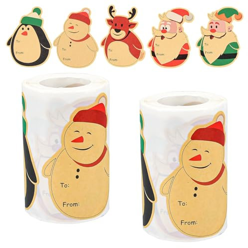 YBCCBY 400 Stück Aufkleber Weihnachten Selbstklebend Christmas Stickers Kraftpapier Weihnachtsaufkleber Weihnachtssticker Weihnachtsetiketten Weihnachtsgeschenke Sticker Geschenkaufkleber für Deko