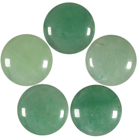 Nupuyai 5 Stk. runde Grüner Aventurin Cabochon Schmucksteine flachrückig | 16mm Cabochon Stein, Heilstein Edelstein Perlen für Schmuckherstellung, Basteln & DIY-Projekte, Wohnaccessoires & Deko