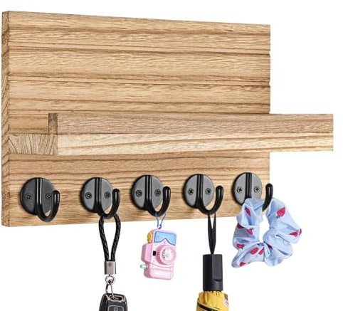Organizzatore Rustico Di Chiavi E Posta - Stoccaggio Da Parete Con Supporto Per Chiavi, Mensola In Legno | Organizzatore Di Ingresso Domestico, Decorazione Della Parete Di Chiavi E Posta, Accessorio