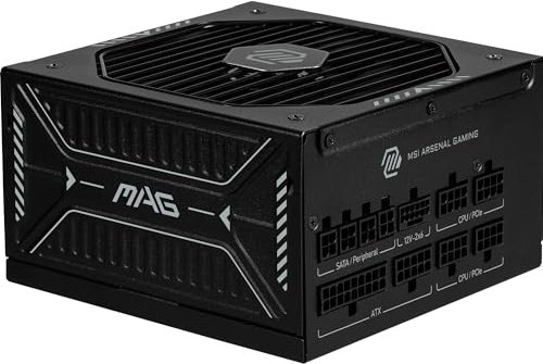 MSI MAG A1000GLS PCIE5 Alimentation PC, 1000W, ATX, 80 Plus Gold, ATX 3.1, Compatible PCIe 5.1, Connecteur natif 12V-2x6 Bicolore, Câbles gaufrés