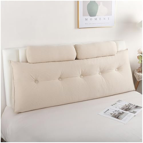 ZTGL Wandkissen Bett Rückenkissen Groß mit Kopfstütze, Bequemes Lesekissen für Bett und Sofa, Keilkissen mit Waschbarem Bezug, Rückenpolster zum Anlehnen im Bett,Khaki,120x20x50cm