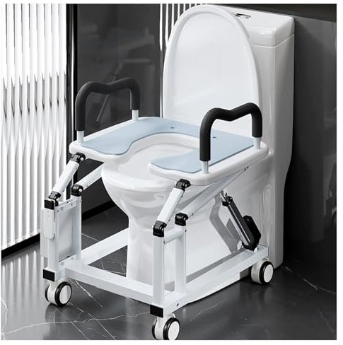 Boyuan Asiento De Inodoro Elevador Eléctrico con Mando, Estructura De Apoyo para Inodoro, Altura Ajustable para Mayores Y Discapacitados, 100kg Capacidad, Elevador WC Inclinable con Reposabrazos