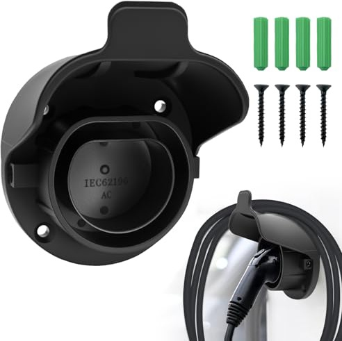 YALIOURS Typ 2 EV-Ladehalterung Wandhalterung mit Schrauben,Elektrofahrzeug-Ladestation für Typ 2 IEC 62196-2-Stecker,Elektroauto-Ladegerät Kabel Organizer für Außen Innen
