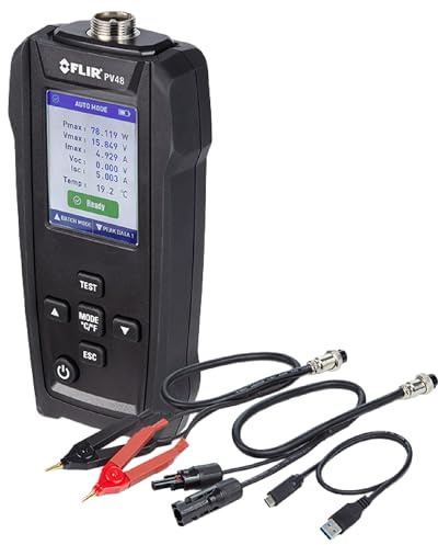 Flir PV48 Solarpaneltester und I-V-Kurvenschreiber, Temperatur | Max. Leistung und Wirkungsgrad, I-V-Kurve bis 800W/Panel, sonnenlicht-lesbares LCD, Li-Batterie, MC4