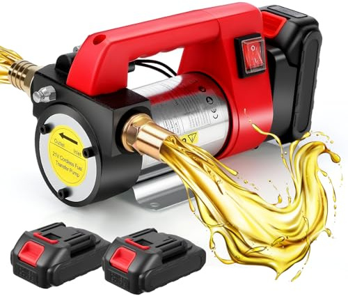 GEARLASSO 21V 260W Dieselpumpe Akku Kabellose Elektrische Dieselpumpe 45L/Min mit 2x2000mAh Akku, Tragbare Kraftstofftransferpumpe für Traktor, Wohnwagen, LKW, Boot für Diesel Kerosin