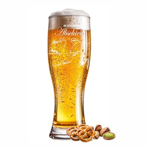 Verre de blé gravé avec signatures - 0,5 l avec année - Verre de blé personnalisé pour des occasions spéciales comme un anniversaire, un anniversaire de mariage, la fête des pères ou une célébration