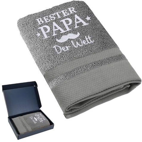 Cadimus Papa Geschenke Handtuch 50X100 cm,Bestickt Handtücher Grau,Handtuch Set für Papa zum Geburtstag Weihnachten Vatertag