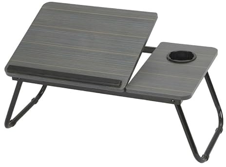 Trintion Table de lit Pliante pour Ordinateur Portable 55x32x25 cm avec Porte-gobelet Plateau de lit réglable 5 Positions Support Ordinateur Portable Table Pliante intérieure (Noir)