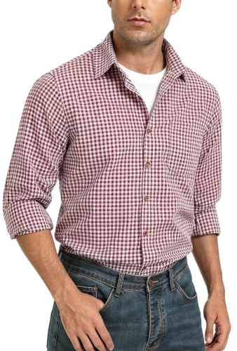 Camisa Cuadros Hombre Franela Algodón Camisa Leñador Blusas Basiccon Botones Camisetas Manga Larga Oficina Básico Vintage Western Casual