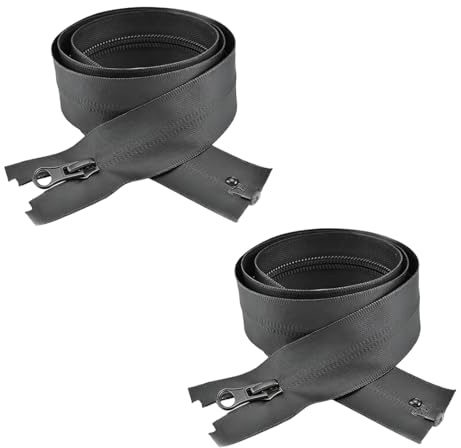 DOVBAN 2 Pezzi 70cm Nylon Nero Cerniera Giubbotto,Zip Cerniera,Chiusura Lampo Impermeabile a 2 Vie Divisibile,Cerniere Lampo