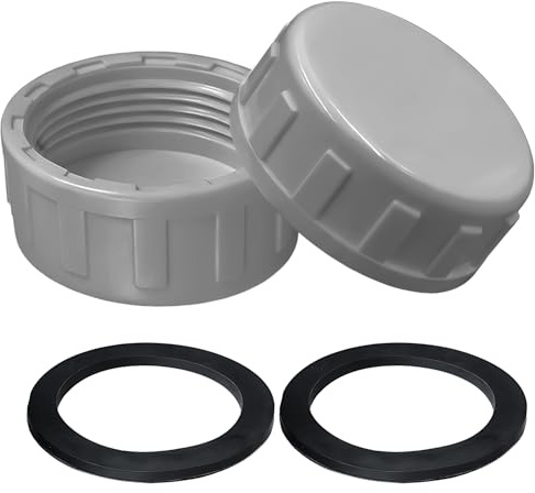 2 Pcs Blanking Cap with Washer, Female Threaded Leak-Proof Drain Blanking Cap for Washing Machine Kitchen Bath Laundry Waste Pipes (50 mm Grey)