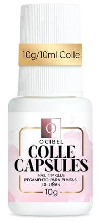 OCIBEL - Colle Extra Forte Faux Ongles 10g (10ml) - Pinceau applicateur fin et précis Inclu pour Capsules en Gel, Plastique, Acrylique et Strass