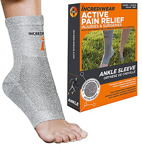 Incrediwear Ankle Sleeve – Brace for Joint Pain Relief, Sprained Support, Arthritis, Inflammation and Circulation, Support Women Men (Grey, Large)