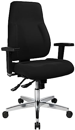 Topstar PI99GBC0 P91, Bürostuhl, Schreibtischstuhl, breiter Muldensitz, inkl. höhenverstellbare Armlehnen, Konturpolsterung, Bezug schwarz, 111.0 x 60.0 x 59.0 | Made in Germany | Ergonomisch | Drehstuhl, Schreibtischstuhl | höhenverstellbar | Geprüfte Sicherheit nach GS-Intertek