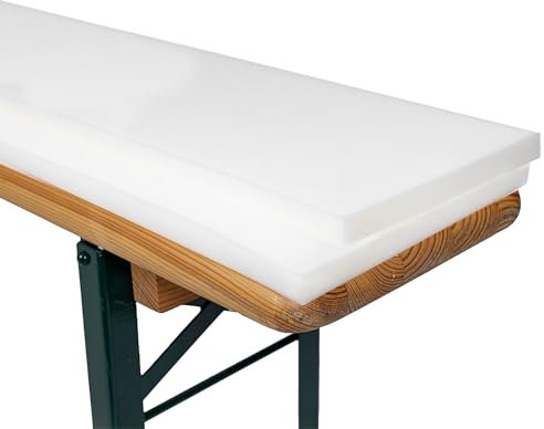 TexDeko 2er Set Bierbank Auflage Schaumstoffpolster 220x25x2cm | Mittelhart RG23 Bequeme Auflage für Bierzeltgarnitur Hussen | ÖKO-TEX 100 | Sitzpolsterung für Bierbank
