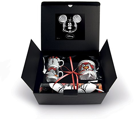 Egan Set 2 Tazze caffè Impilabili con Zuccheriera e Tovaglietta Collezione Disney Mickey Mouse Love. Oggetto Realizzato in Porcellana Multicolore e Bianco. La referenza è WMSET/19