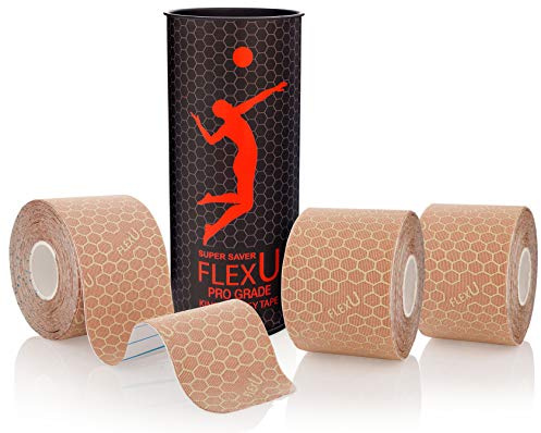 FLEXU Supreme, Kinesiologietape, wasserfestes Sporttape 3 Rollen á 60 Zuschnitte 5 x 25 cm, bietet Unterstützung & Stabilität für Muskeln und Gelenke, während & nach dem Training