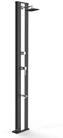 Doccia Solare da Giardino 40L Miscelatore Nebulizzatore e Lavapiedi Arkema Dada S Grigio Antracite Inox