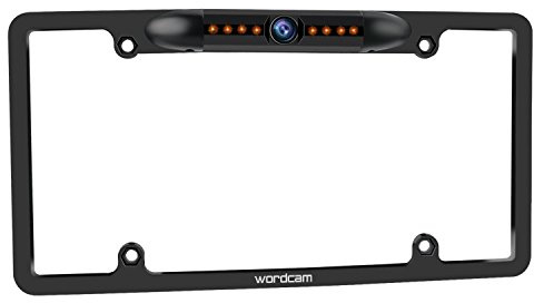Wordcam License Plate Frame Rear View Backup Camera 170° Viewing Angle Universal Car License Plate Frame Mount Waterproof High Sensitive 8 IR LED Night Vision Reverse Parking Aid System