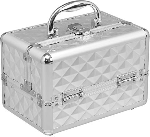 COSTWAY Coffret de Maquillage Mallette de Maquillage Mallette Cosmétique avec Miroir (Argent)