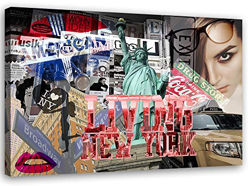 Feeby Bild auf Leinwand New York Kunstdruck modern abstrakt mehrfarbig 80x60 cm