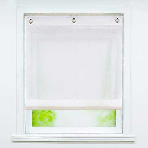 Joyswahl Voile Ösenrollo Unifarbenes sanftes Raffrollo »Alexia« Schals Fenster Gardine mit Hakenaufhängung, ohne Bohren BxH 60x140cm Weiß 1 Stück