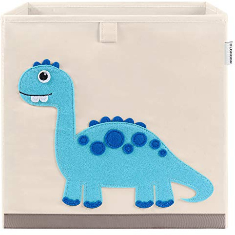 CLCROBD Vikbar djur kub förvaring fack tyg leksakslåda/bröst/organiserare för barn barnkammare, 33 cm (dinosaurie)