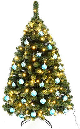 Weihnachtsbaum 150cm Maria mit 24 Petrol farbigen Kugeln und Beleuchtung