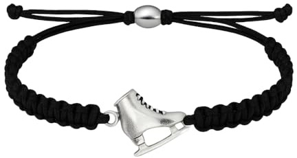 Sportybella Figure Skating Charm Bracelet, Ice Skating Jewelry, Adjustable Skate Bracelet, Figure Skater Gift, Ice Skating Accessories (Black)