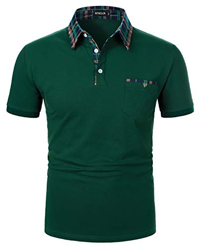APAELEA Kurzarm Poloshirts Herren Casual Polohemd Kontrast Golf T-Shirt mit Brusttasche