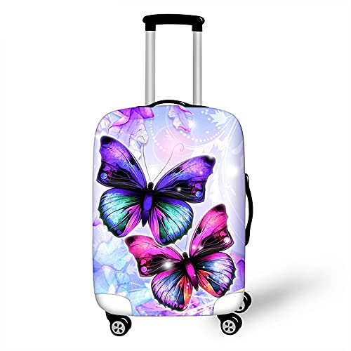 Morbuy Elastisch Kofferhülle Kofferschutzhülle Anti-Kratzer Staubdicht Kofferüberzug Luggage Protector Cover Kofferbezug Reisekofferabdeckung (Lila Schmetterling,M)