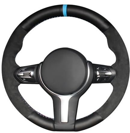 MEWANT Passgenauer Lenkradbezug zum Nähen für BMW M Sport | (M Sport) F22 F23 F30 F34 F32 F33 F36 F10 F07 F12 F13 F06 F39 F25 F26 F15 F16 / Hand Nähen Lenkradschoner Atmungsaktiv