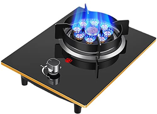 IBOWZ Encimera de Gas Placa De Cocina De Gas De 33 Cm Incorporada, Quemador De Wok De Cocina De Mesa De Fuego Fierce De Nueve Cavidades De 5.2kW, con Soportes para Sartenes De Esmalte Y FFD, Sopor
