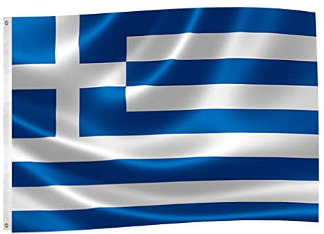 150x90cm Griechenland Flagge, Griechische Fahne mit 2 Metallösen für den Innen- und Außenbereich, Griechenland Nationalflagge in leuchtenden Farben, dekoriert bei Sportveranstaltungen, Partys, Paraden