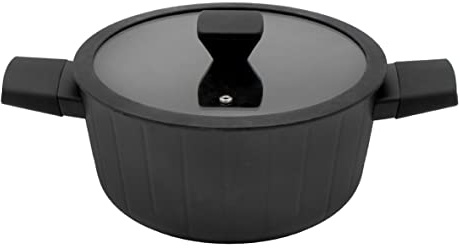 Blackmoor 67299 Neuvo 24cm Stock Pot with Lid/All Hob Types Incl. Induction, Gas, Electric/Black Non-Stick 5-Layer Cookware/Recycled Body & Soft Touch Handles